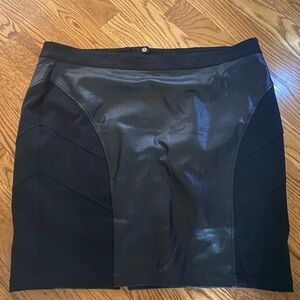 Elegant Faux Leather Black Skirt